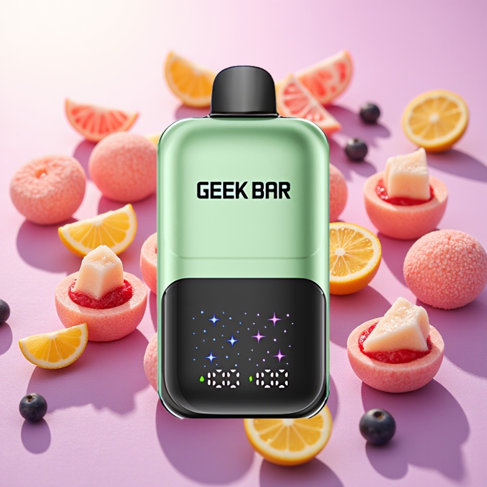 Geek Bar 2GO 50000 שאיפות שני טנקים 5% ניקוטין טעם: סוכריות חמוצות ופירות חמוצים
