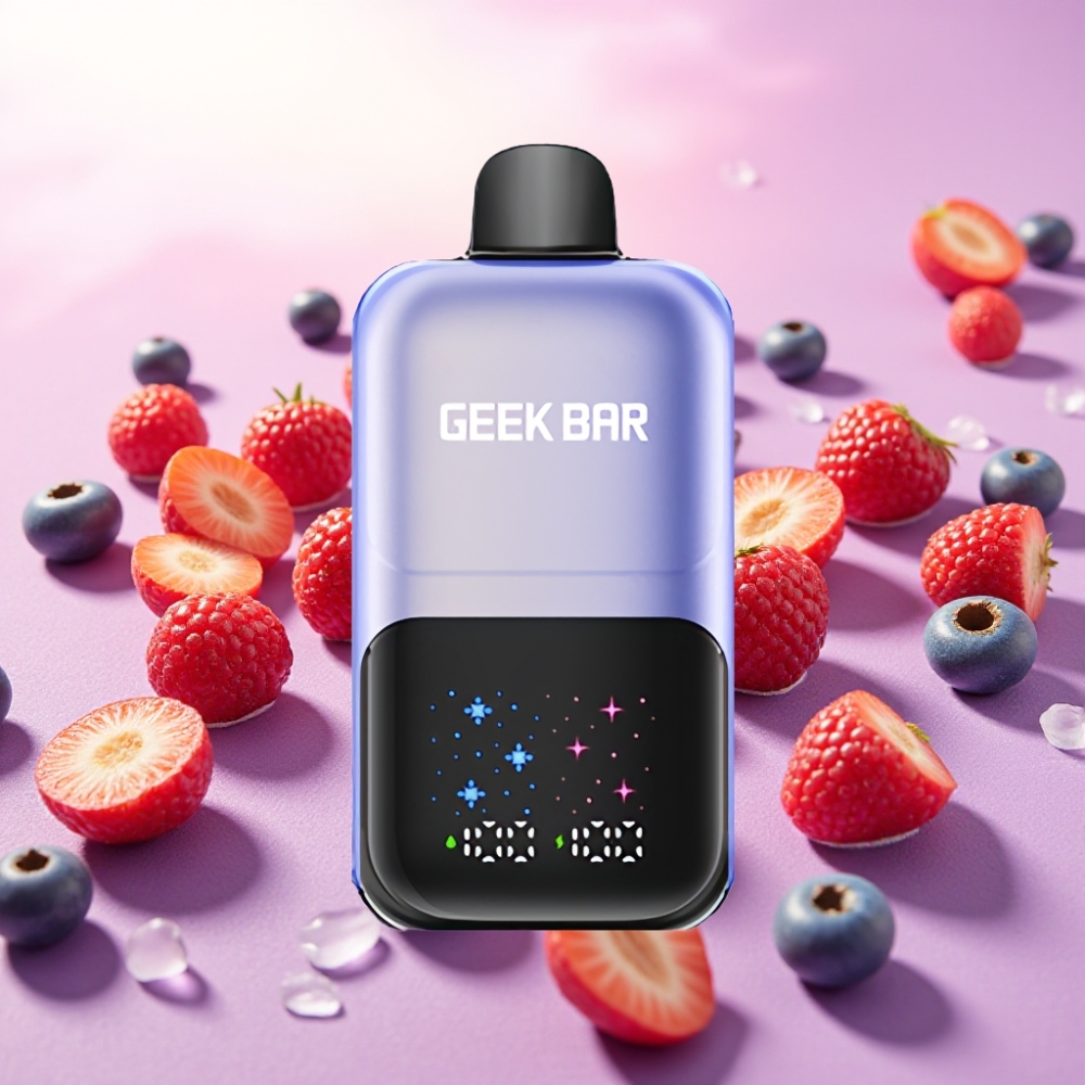 Geek Bar 2GO 50000 שאיפות סדרת טו עם מסך גדול, מיכל כפול, טעם פירות יער קרים