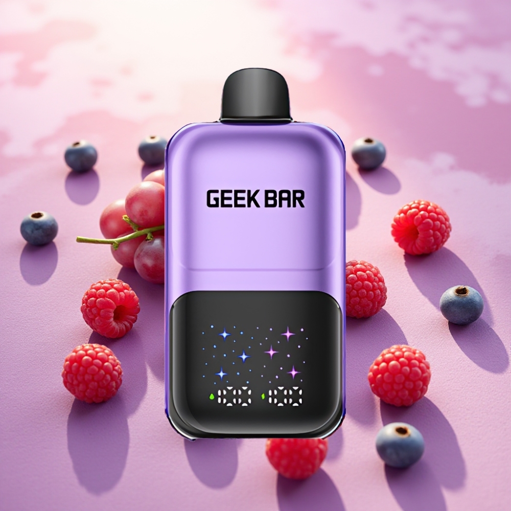 Geek Bar 2GO 50000 מכשיר אידוי חד פעמי עם מסך גדול וטעם ענבים ופטל