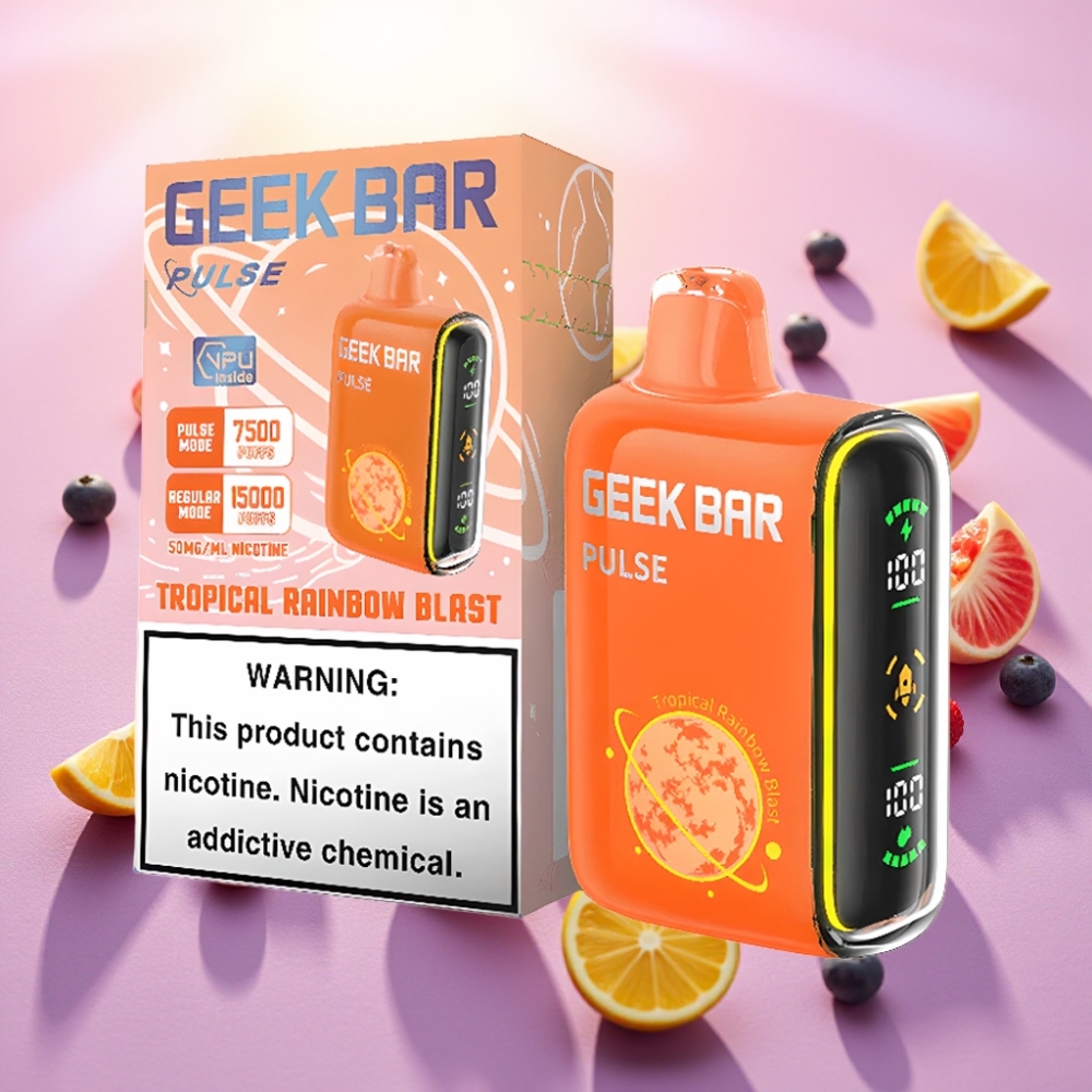 Geek Bar Pulse 15000 משיכות, 16 מ\"ל, 5% ניקוטין, סוללה 650 mAh, USB-C