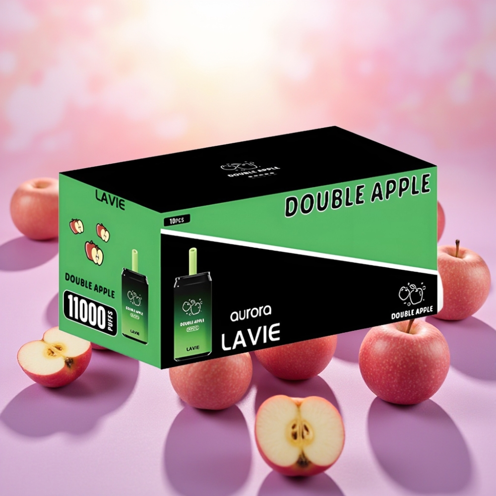 Lavie Aurora 11000 מקטרות ללא ניקוטין/2%/5% 22 מ\"ל Double Apple (תפוח כפול)