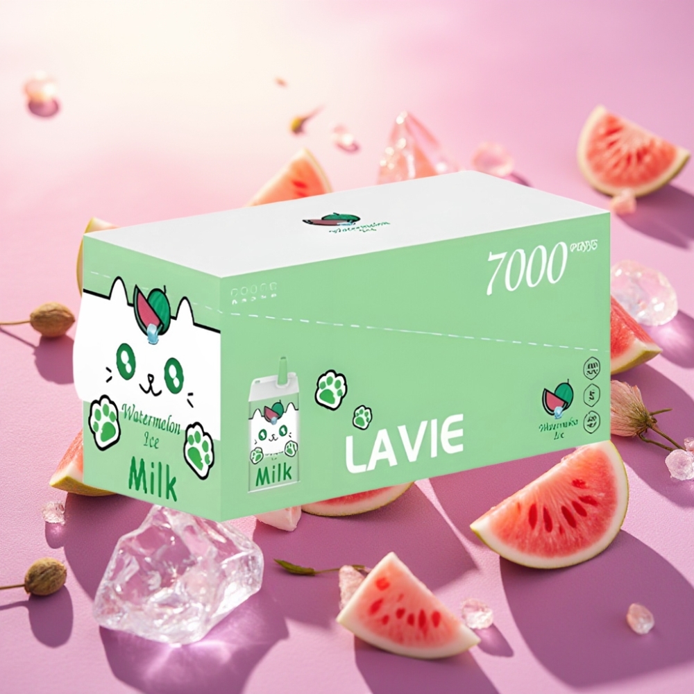 Lavie Milk 7000Lavie Milk 7000 Puffs – Watermelon Ice) משקל: 0.058 ק\"ג קיבולת נוזל: 16 מ\"ל סוללה: 600mAh