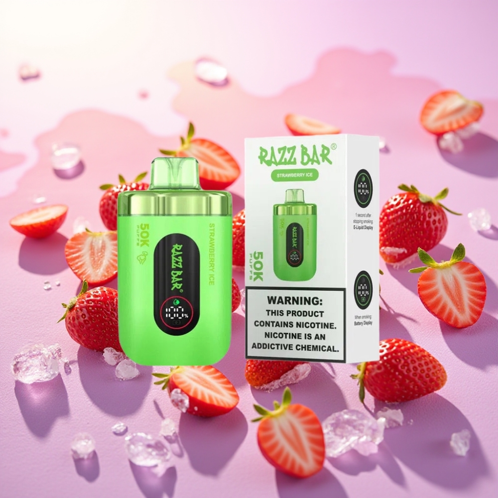 Razz Bar 50000 מכשיר אידוי חד פעמי – תות קרח, סוללה 650mAh, סליל 1.0 Ohm