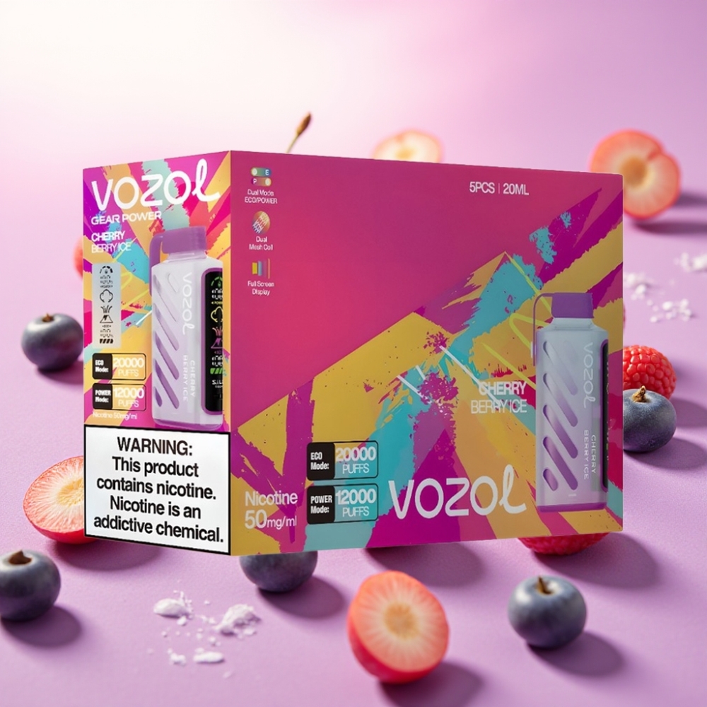 VOZOL Gear Power 20000 Puffs S.i.L.C. Tech 20mL דובדבן פירות יער קרח
