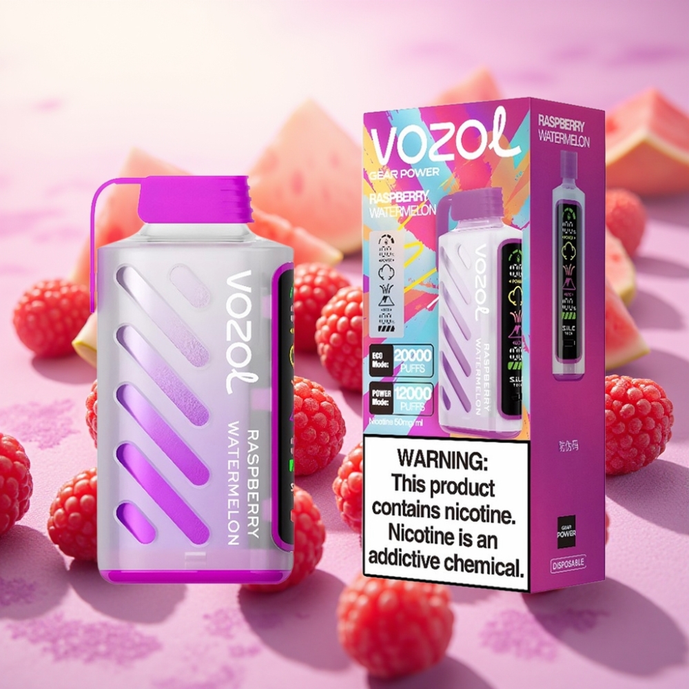 VOZOL Gear Power 20000 Puffs S.i.L.C. Tech דוּאָלִי מֶש Dual Mesh תות אבטיח Raspberry Watermelon