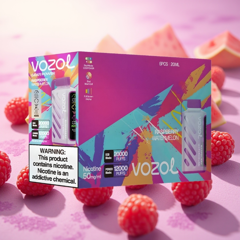 VOZOL Gear Power 20000 Puffs S.i.L.C. Tech דוּאָלִי מֶש Dual Mesh תות אבטיח Raspberry Watermelon