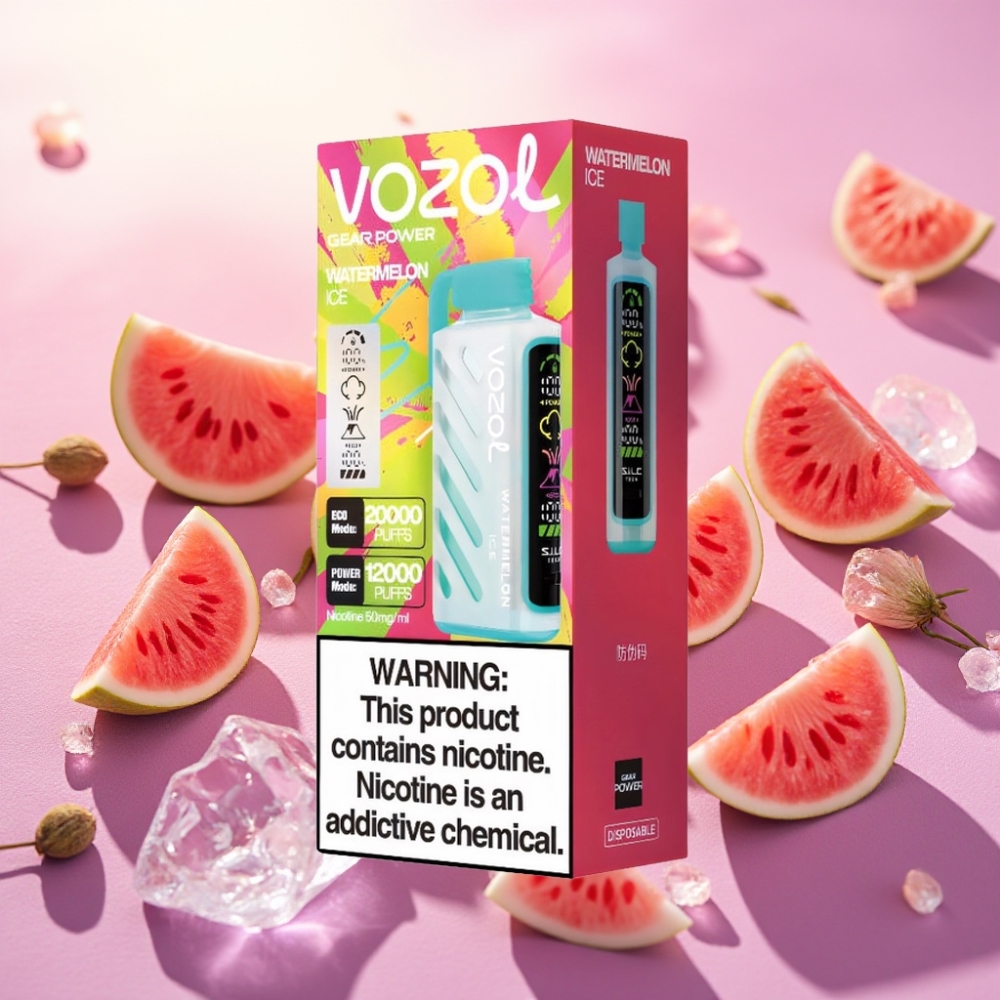 VOZOL Gear Power 20000 Puffs - Watermelon Ice (אבטיח קר) - S.i.L.C. Tech, Dual Mesh Coil, 20mL