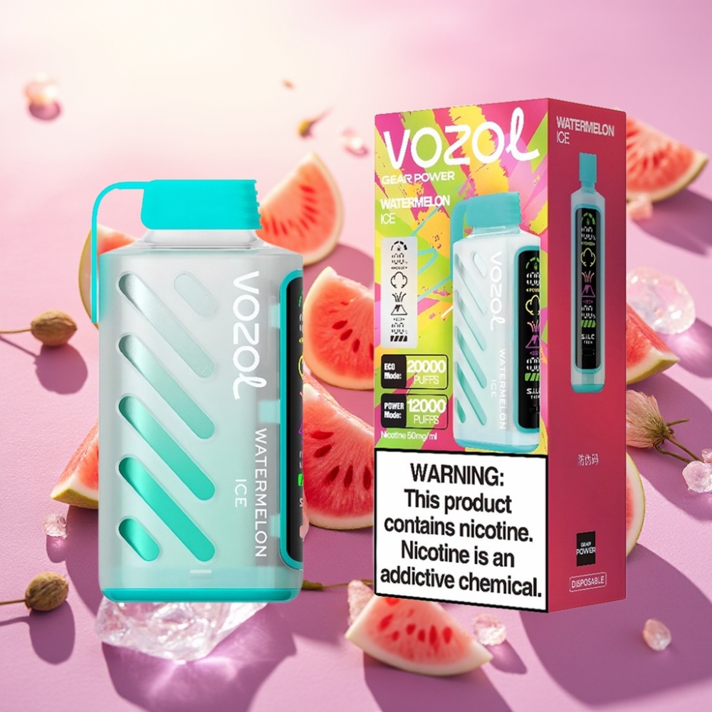 VOZOL Gear Power 20000 Puffs - Watermelon Ice (אבטיח קר) - S.i.L.C. Tech, Dual Mesh Coil, 20mL
