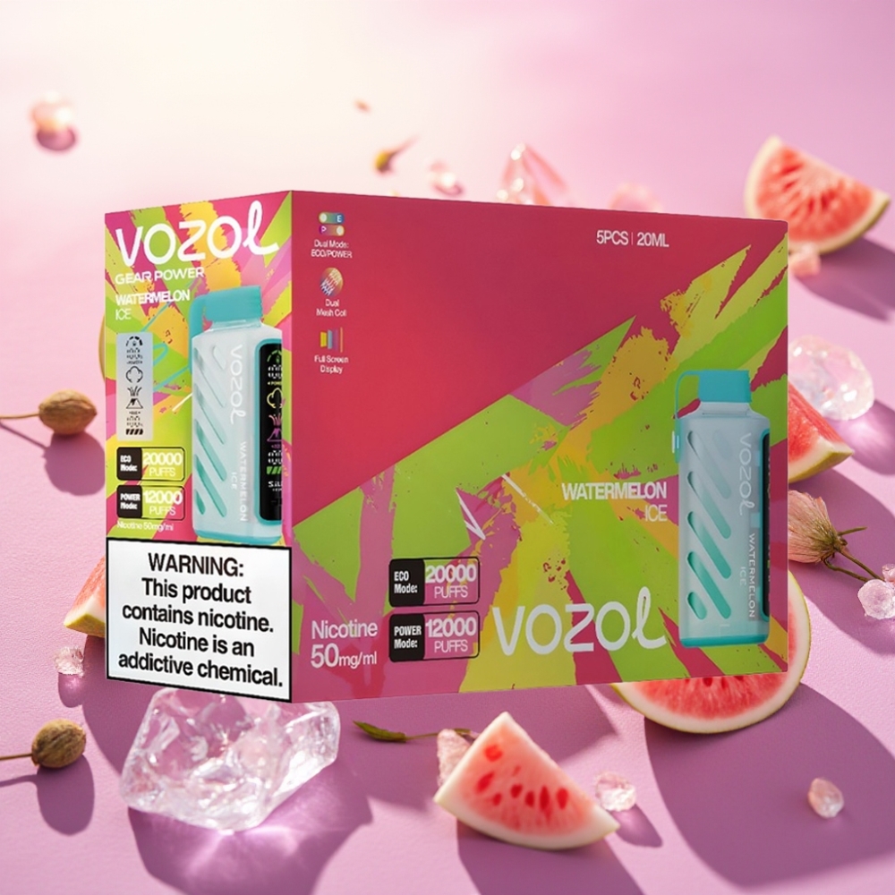 VOZOL Gear Power 20000 Puffs - Watermelon Ice (אבטיח קר) - S.i.L.C. Tech, Dual Mesh Coil, 20mL