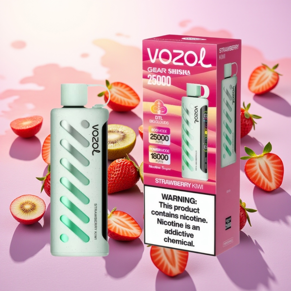 VOZOL Gear Shisha 25000 Puffs תות קיווי עם סוללה 1000mAh ו-S.i.L.C Tech