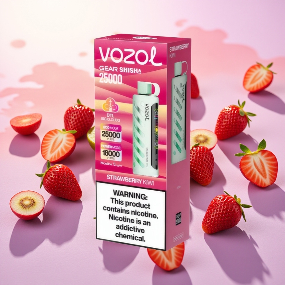 VOZOL Gear Shisha 25000 Puffs תות קיווי עם סוללה 1000mAh ו-S.i.L.C Tech