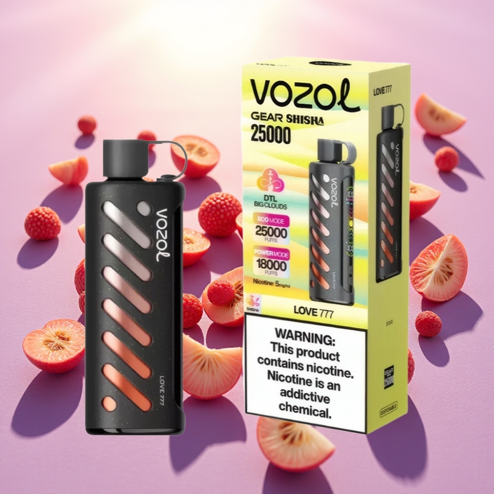 VOZOL Gear Shisha 25000 Puffs - 30 טעמים, סוללה 1000mAh, Love 777 (אהבה 777)