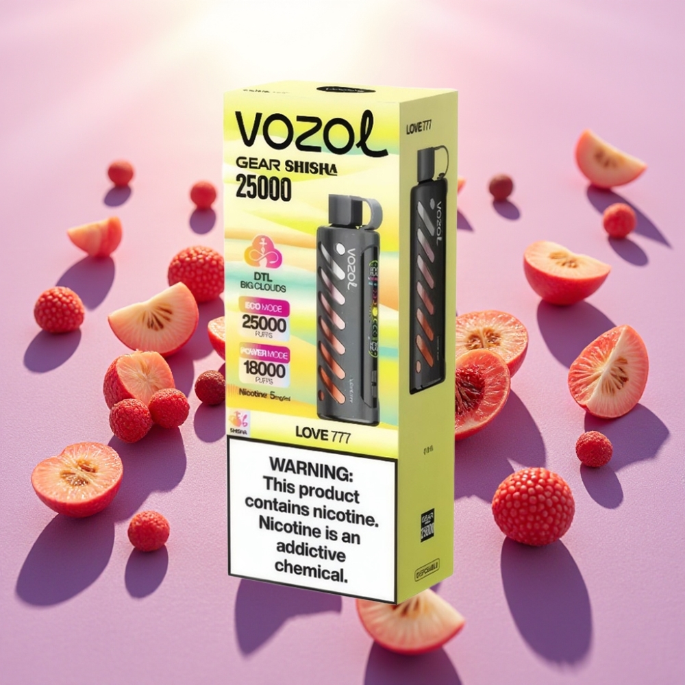 VOZOL Gear Shisha 25000 Puffs - 30 טעמים, סוללה 1000mAh, Love 777 (אהבה 777)