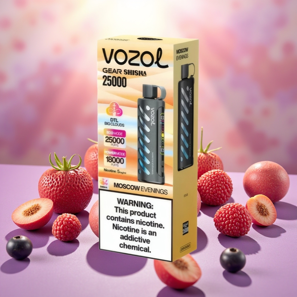 VOZOL Gear Shisha 25000 Puffs - 30 טעמים, טכנולוגיית S.i.L.C, סוללת 1000mAh, ערבי מוסקבה