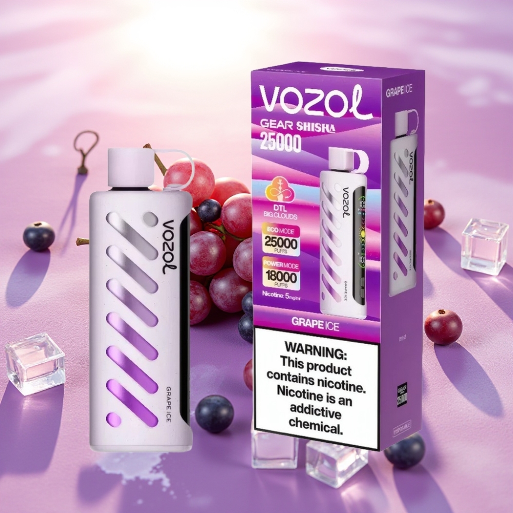 VOZOL Gear Shisha 25000 Puffs ענבים קרירים – 5mg/ml, 1000mAh, S.i.L.C Tech