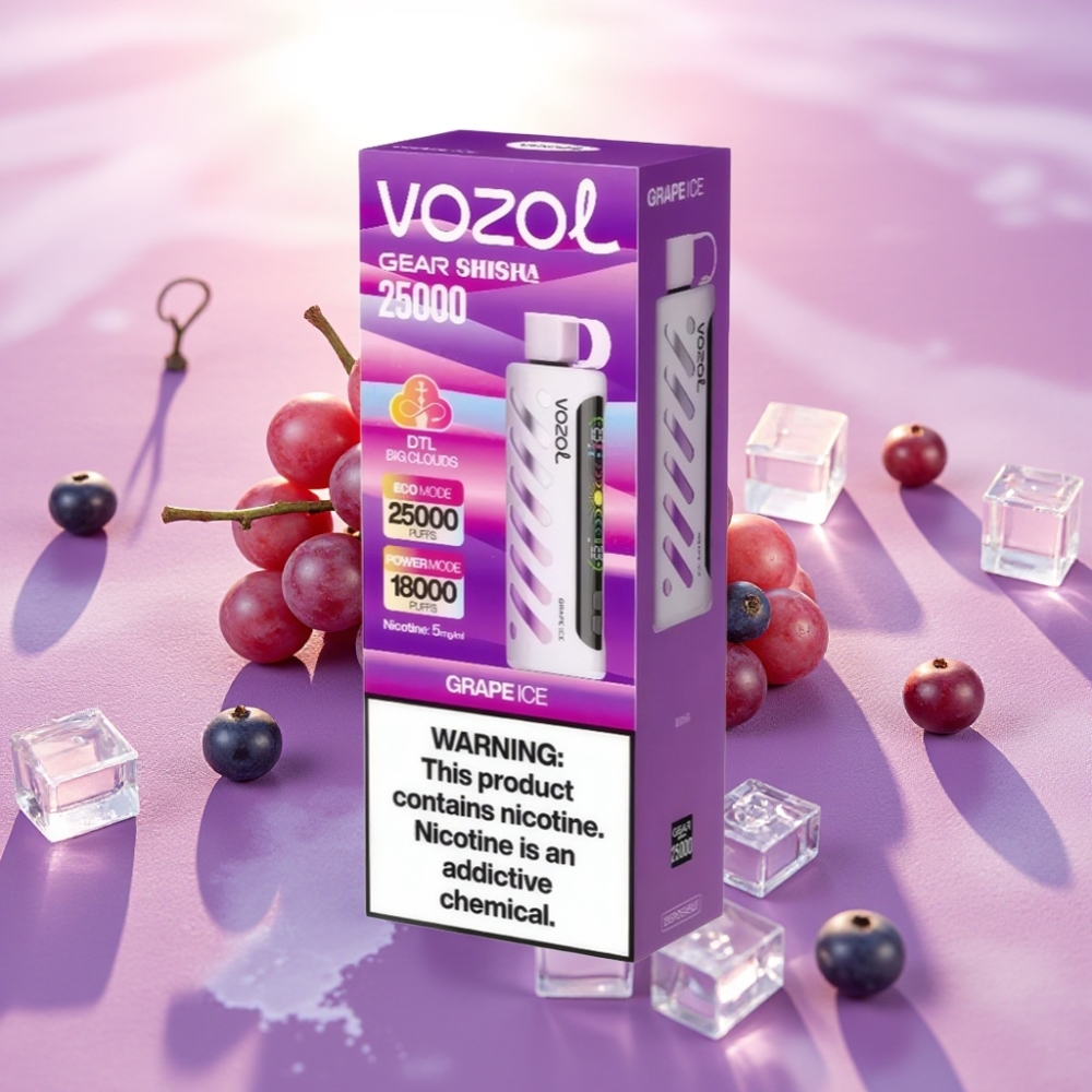 VOZOL Gear Shisha 25000 Puffs ענבים קרירים – 5mg/ml, 1000mAh, S.i.L.C Tech