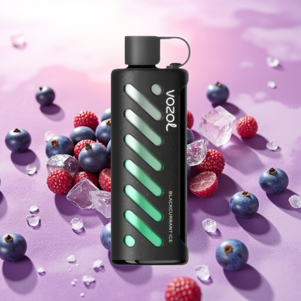 VOZOL Gear Shisha 25000 Puffs – טבק שחור-דומדמנית עם קרח (Blackcurrant Ice), סוללה 1000mAh, 5mg/ml ניקוטין