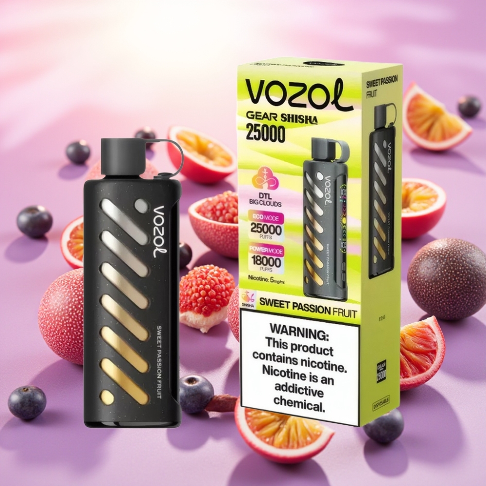 VOZOL Gear Shisha 25000 Puffs פרי פסיון מתוק עם S.i.L.C Tech ו-1000mAh