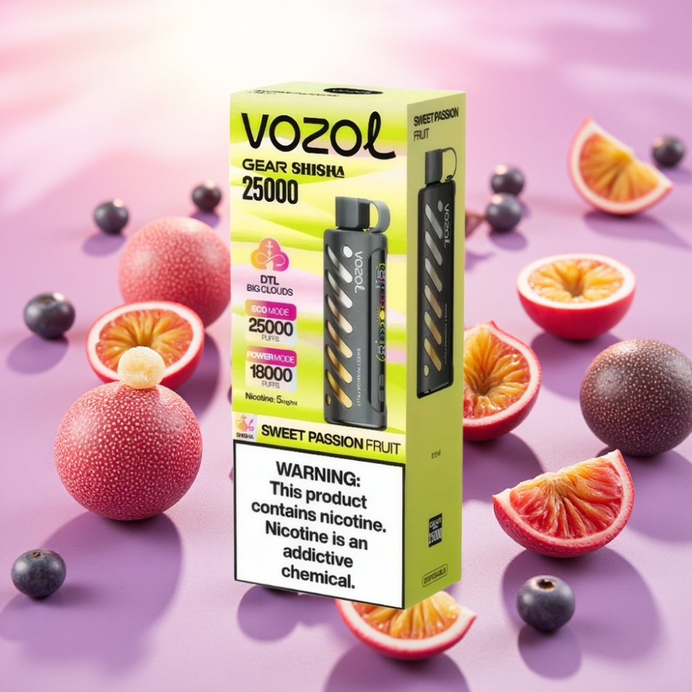 VOZOL Gear Shisha 25000 Puffs פרי פסיון מתוק עם S.i.L.C Tech ו-1000mAh