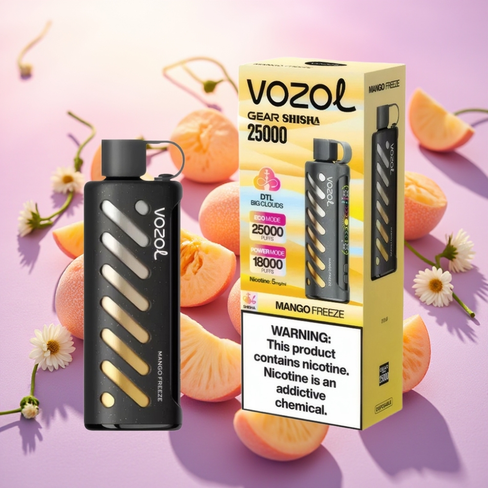 VOZOL Gear Shisha 25000 Puffs מנגו פריז S.i.L.C Tech דו-מצבי סוללה 1000mAh