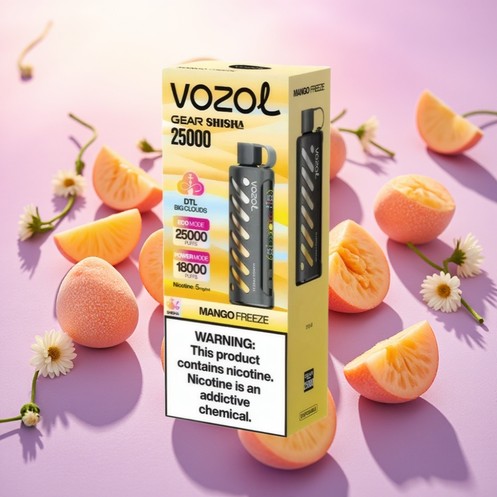 VOZOL Gear Shisha 25000 Puffs מנגו פריז S.i.L.C Tech דו-מצבי סוללה 1000mAh