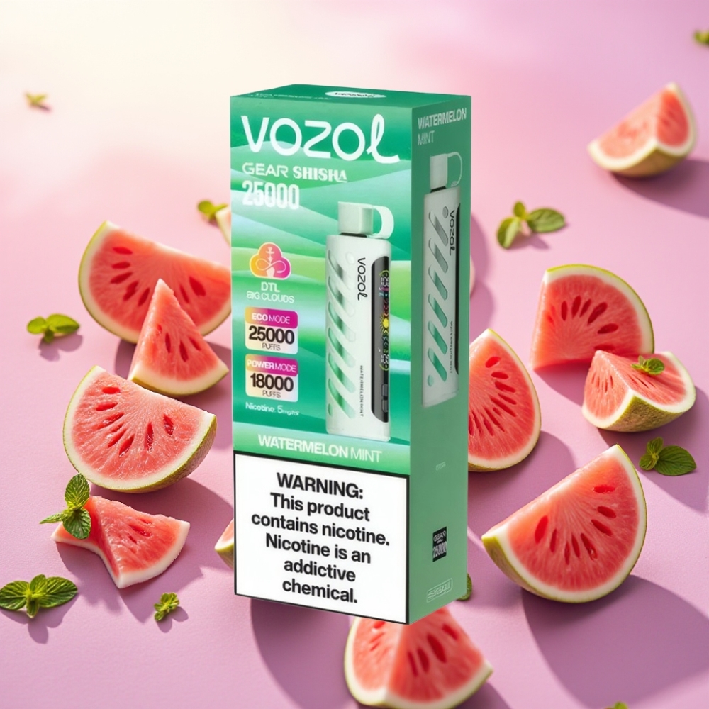VOZOL Gear Shisha 25000 Puffs אבטיח נענע S.i.L.C Tech Dual Mesh 1000mAh