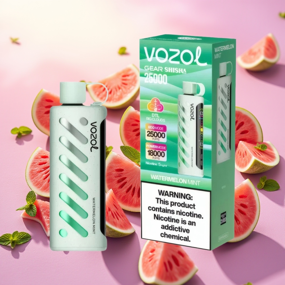 VOZOL Gear Shisha 25000 Puffs אבטיח נענע S.i.L.C Tech Dual Mesh 1000mAh