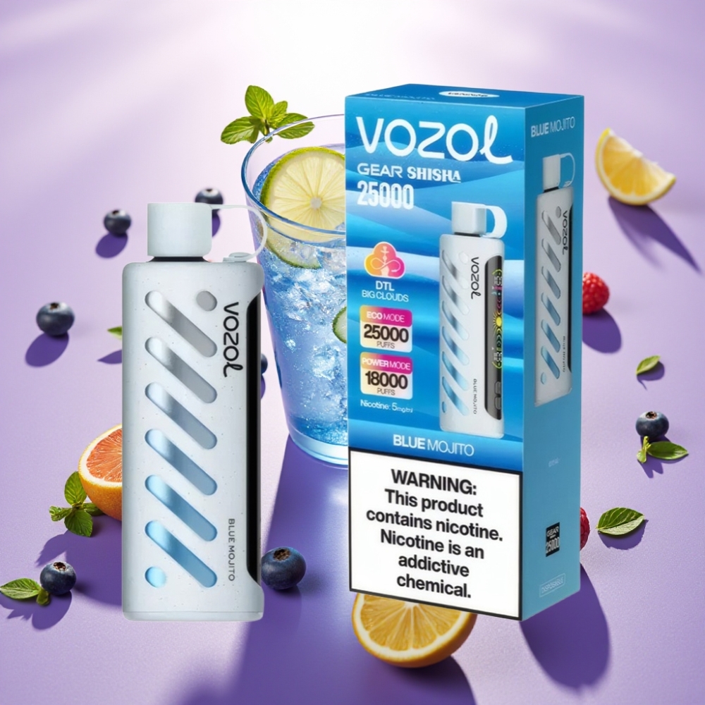 VOZOL Gear Shisha 25000 Puffs S.i.L.C Tech דואלי Mojito כחול