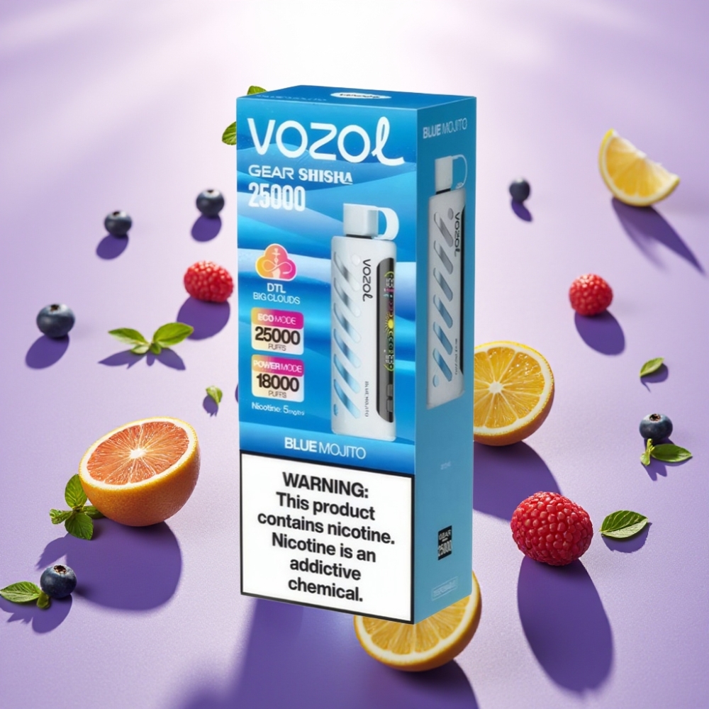 VOZOL Gear Shisha 25000 Puffs S.i.L.C Tech דואלי Mojito כחול