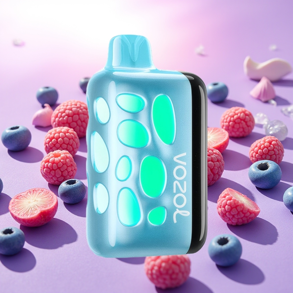 Vozol Rave 40000 מכשיר אידוי חד פעמי עם תאורת 270 מעלות, מצב מסיבה, טעינה מהירה, בטעם פטל כחול קר