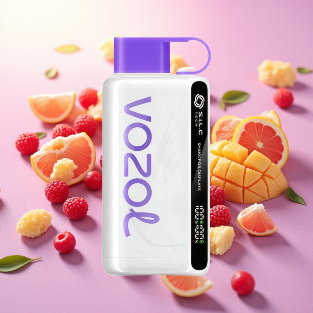 VOZOL STAR 9000/12000 מכשיר אידוי חד-פעמי עם טעם פטל מנגו אשכולית, טכנולוגיית S.i.L.C, טעינה מהירה 30%, סוללה 650mAh