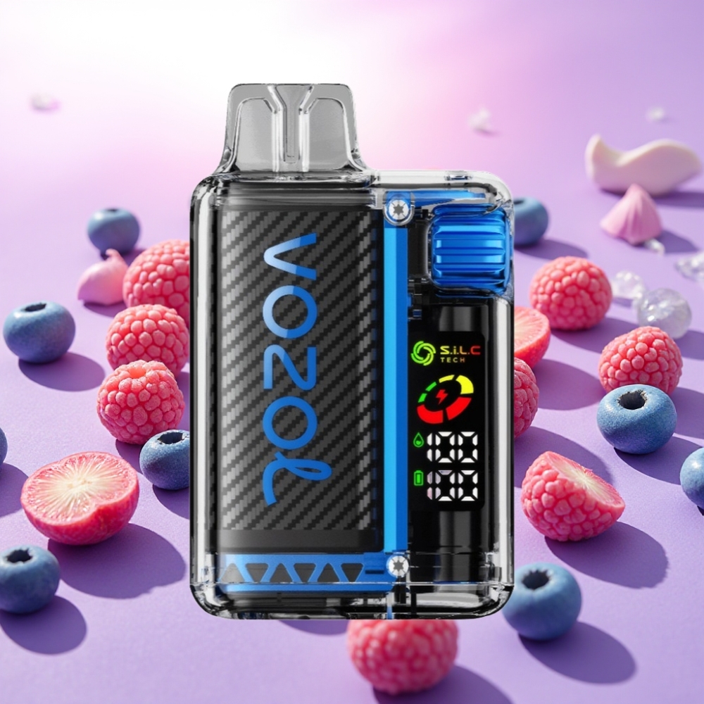 VOZOL Vista 20000 פֻּפִּים סוללה נטענת 650mAh מסך OLED טעם Blue Razz Ice